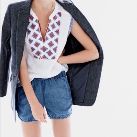 J. Crew Sunburst Embroidered Boho Linen Sleeveless Blouse, Size 2 - Picture 15 of 15